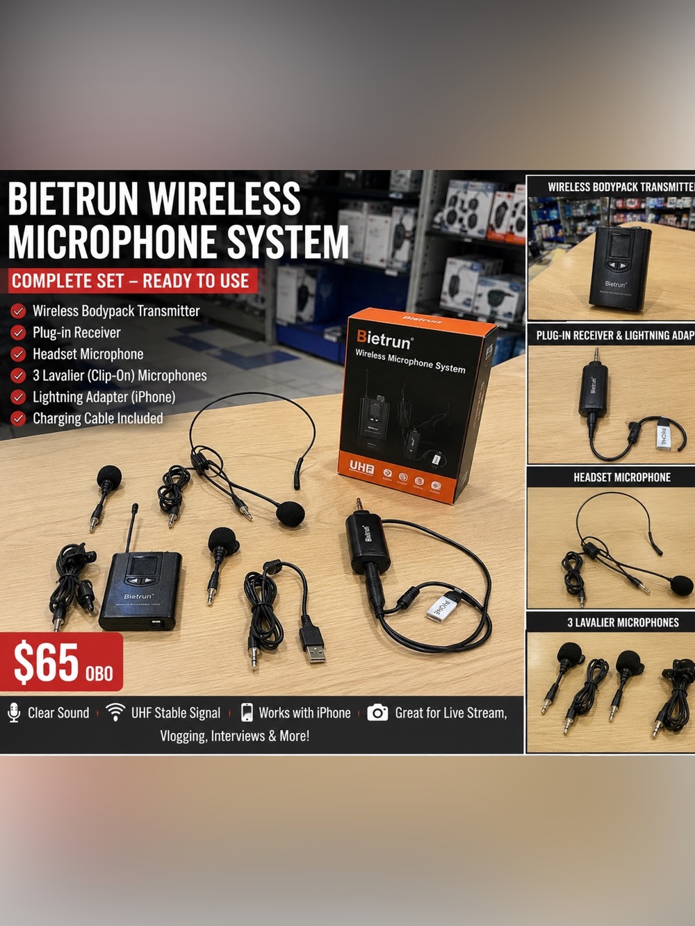 Bietrun Wireless Microphone System